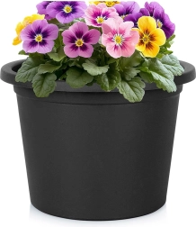 Maceta de jardín de plástico negra redonda de 27,5 cm