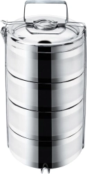 Tartera térmica de acero inoxidable, 4 pisos, 4×1,1 l