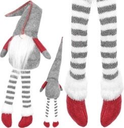 Gnomo sentado, decoración textil 50 cm – Gris