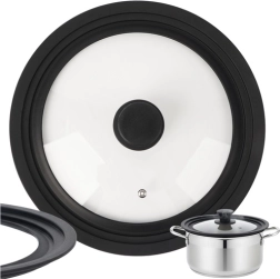 Tapa de vidrio universal 3 en 1 RUHHY 24/26/28 cm con borde de silicona