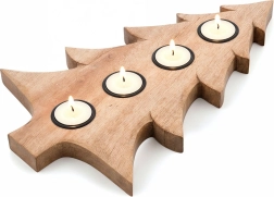 Candelabro de madera para 4 velas de té de mango 40 × 27,5 cm