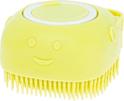 Cepillo de baño de silicona para perros y gatos con dosificador – Amarillo