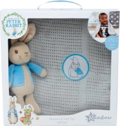 Set de regalo CONEJITO PEDRO con manta tejida