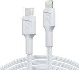 Cable USB-C a Lightning de 1 m con certificación MFi y compatibilidad con PD – Green Cell Power Stream, blanco