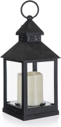 Linterna solar LED negra 10 × 10 × 23 cm
