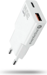 Cargador de red everActive GaN super slim 30 W con USB-A y USB-C