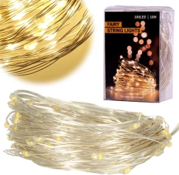 Luces LED decorativas de alambre, blanco cálido – 10 m, 100 LED