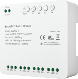 Módulo de conmutación inteligente de 4 canales para proyectos DIY AVATTO 7–32 V con Wi‑Fi, Bluetooth y RF 433 MHz