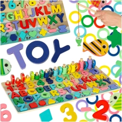 Juego educativo de madera 3 en 1: clasificador, ábaco y pesca magnética de pececitos