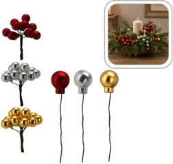 Adornos navideños brillantes con alambre en colores surtidos - 12 uds.