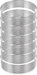 Aros perforados de acero inoxidable para tartaletas 8 cm, juego de 6 unidades