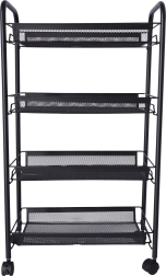 Estantería de baño y cocina con cuatro estantes espaciosos - negra