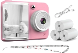 Cámara instantánea infantil RENEW FORCE con 3 rollos de papel, rosa