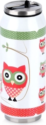 Taza térmica con forma de lata con motivo de búho 400 ml