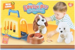 Perrito de peluche con transportín y accesorios