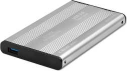 Caja externa de aluminio para SSD/HDD SATA de 2,5", USB 3.0, plateada