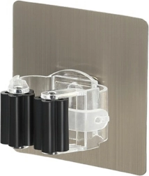 Soporte adhesivo para fregona y escoba con rodillo perfilado