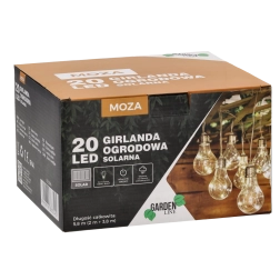 Guirnalda solar de jardín 20 LED blanco cálido 5,8 m IP44
