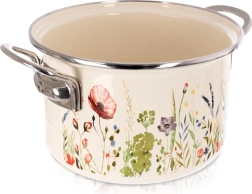 Olla esmaltada color crema con motivo de amapolas 18 cm, 2 l