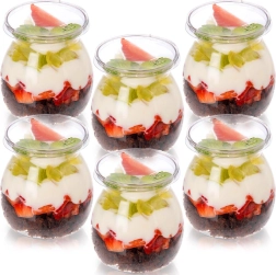 Vasos para yogur y postres con tapa 160 ml, 6 uds