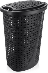 Cesto de plástico para la ropa 45 l con tapa, negro
