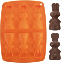 Molde de silicona para galletas y bombones conejito, naranja