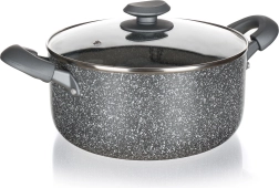 Olla con revestimiento granítico de 24 cm con tapa de cristal