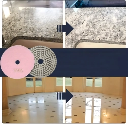 Juego de 10× discos de pulido diamantados de 80 mm, uso en seco y en húmedo, Velcro, grano 3000