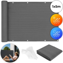 Pantalla para balcón 100x500 cm con accesorios de montaje gris MultiGarden