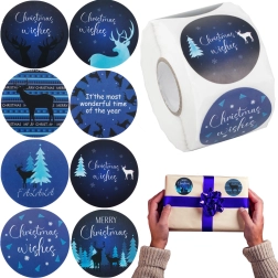 Pegatinas navideñas en rollo, 500 unidades