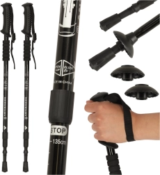 Bastones de trekking plegables Nordic Walking, negros, 2 uds