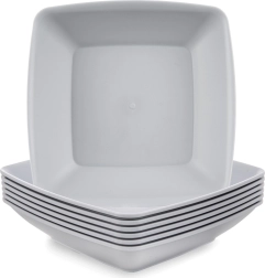 Platos hondos de plástico Sandy 17,5 cm, 500 ml, grises, 6 uds.