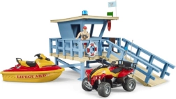 Torre de vigilancia costera BRUDER con quad, moto de agua y socorrista