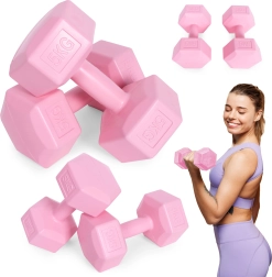 Juego de mancuernas hexagonales 2×5 kg, rosas – ModernHome