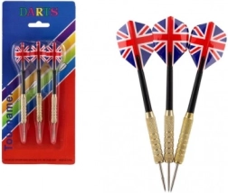 Juego de dardos con puntas metálicas y plumas Union Jack
