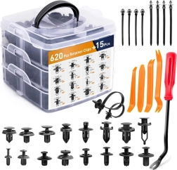 Juego de clips automotrices en organizador 16 tamaños PVC 620 pcs