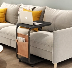 Mesa auxiliar/conferencias móvil para sofá con ruedas – negro