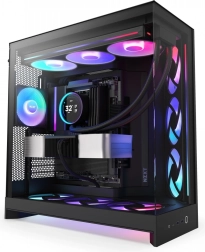 Caja de PC NZXT H9 Flow RGB con ventana, negra