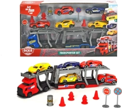 Set de camión grúa con cochecitos y señales de tráfico