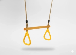 Columpio trapecio infantil de madera con asideros triangulares