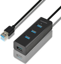 AXAGON HUE-S2BL hub USB 3.2 Gen 1 de 4 puertos con carga y cable de 1,2 m