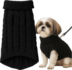 Jersey de invierno para perro y gato L, negro PURLOV
