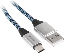 Cable USB 2.0 USB‑A a USB‑C, 1 m, negro‑azul