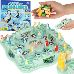 Juego de mesa familiar: carrera de pingüinos con dado de burbuja