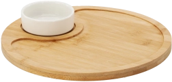 Bandeja de servir de bambú con cuenco de porcelana 25 cm