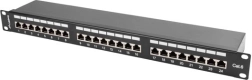 Panel de parcheo 24 puertos 1U Cat6, negro, apantallado