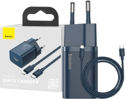 Baseus Super Si cargador rápido de 20 W con USB‑C + cable USB‑C – Lightning 1 m (azul)