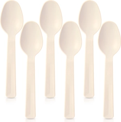 Cucharas de mesa de plástico SANDY, color crema, 6 uds.