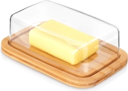 Mantequera de bambú con tapa transparente