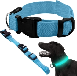 Collar luminoso LED para perros y gatos, ajustable, 59 cm – azul